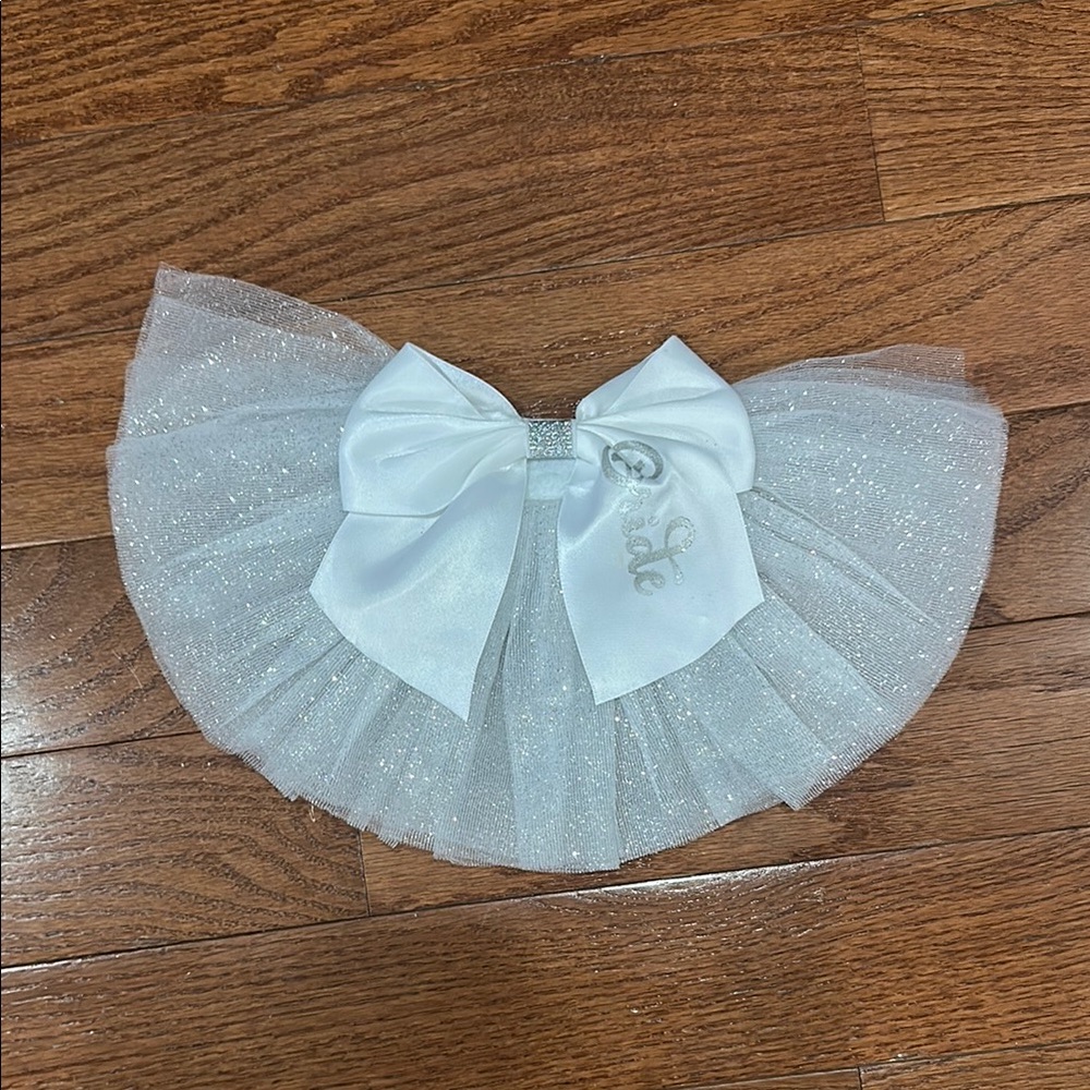 White Bride Booty Tutu with Bow and Glitter